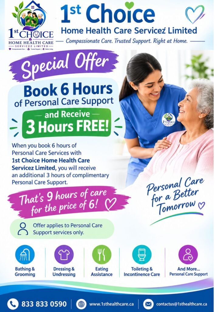 Special Offer: Book 6 Hours of Personal Care Support and Receive 3 Hours FREE!