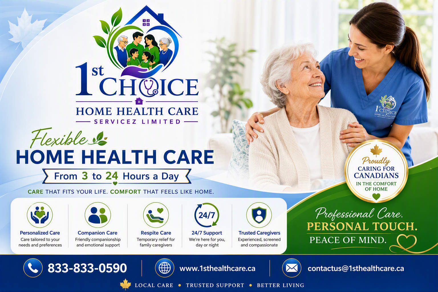Flexible Home Health Care Services From 3 Hours to 24 Hours a Day
